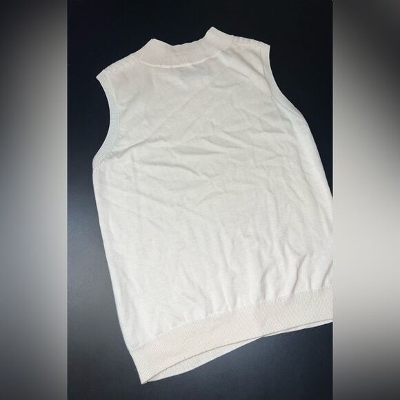 Michael Stars Cream Ribbed Silk Blend Mock Neck Sweater Vest Size Medium EUC - Picture 3 of 9